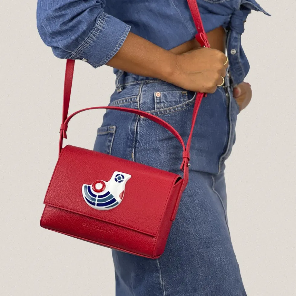 Bolso Solapa S Galos Rojo