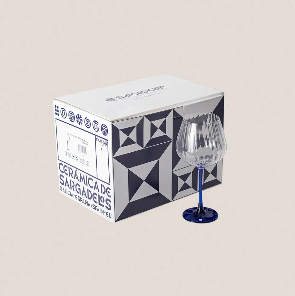 Pack 6 copas tallo azul cobalto