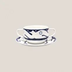 Taza Consomé con plato Peixes Azul