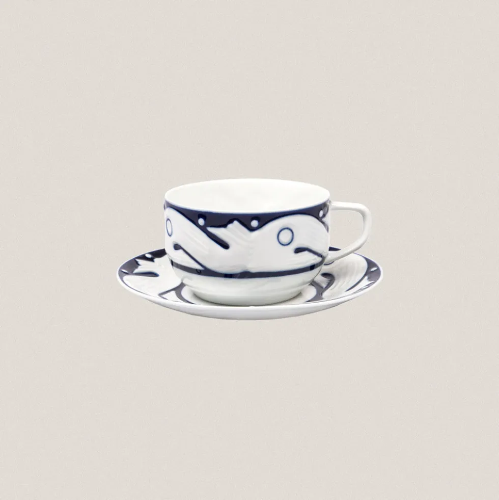Taza Desayuno con plato Peixes Azul