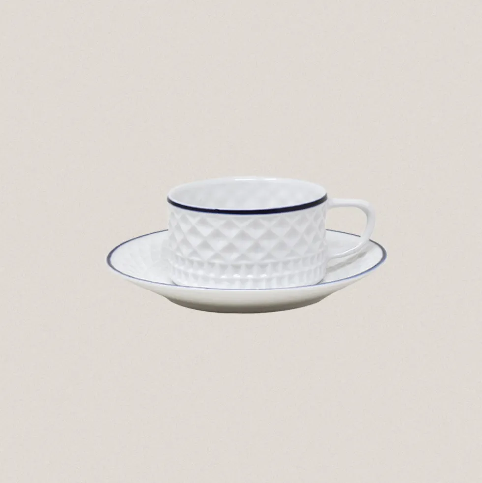 Taza Desayuno con plato Portomarínico Filo Azul