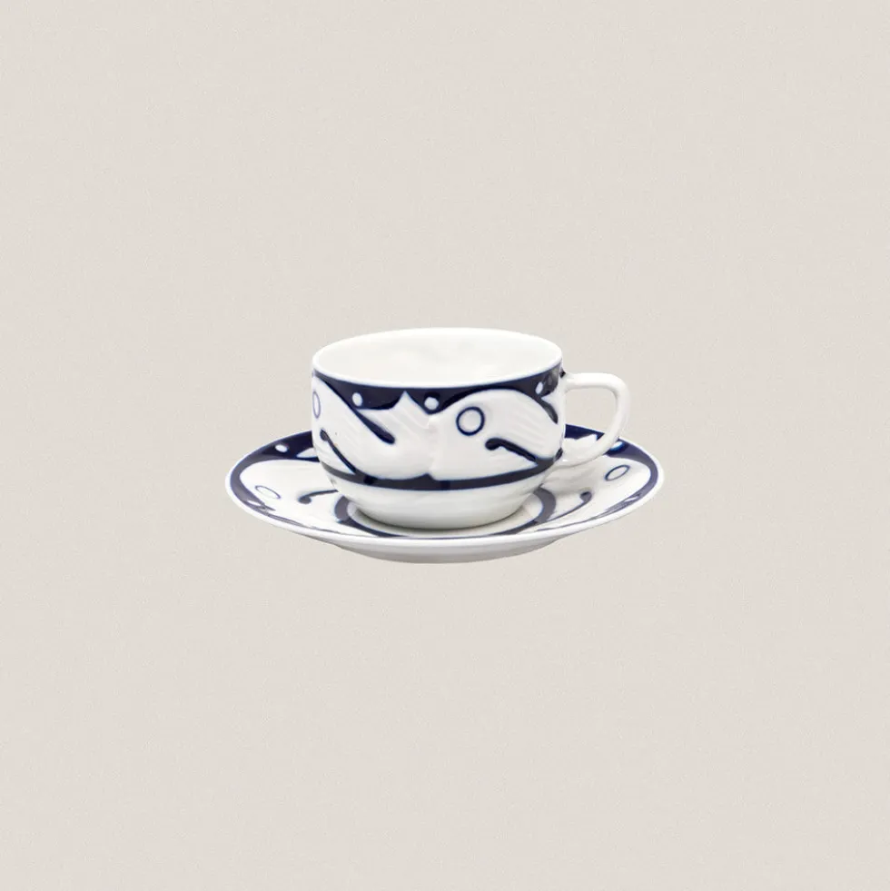 Taza Té con plato Peixes Azul